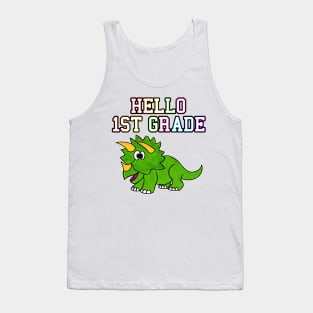 Hello 1st Grade Triceratops Back To School Dinosaur Tank Top